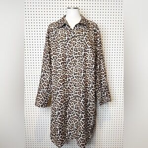 H&M | Lyocell-blend Shirt Dress in Light Beige/Leopard Print Sz. XXL